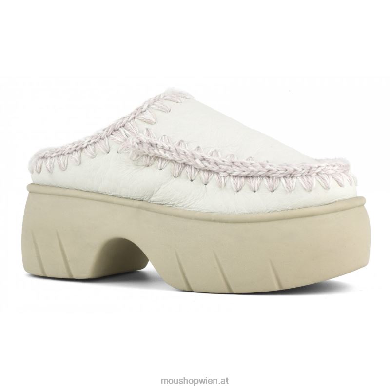 Frauen Eskimo-Clog-Twist Mou P660X525 Nubuk echtes Weiß
