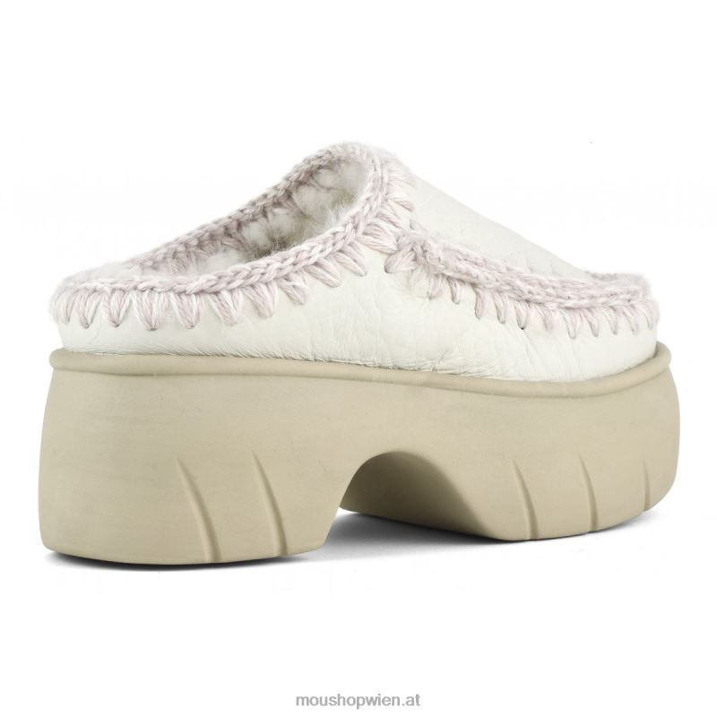 Frauen Eskimo-Clog-Twist Mou P660X525 Nubuk echtes Weiß