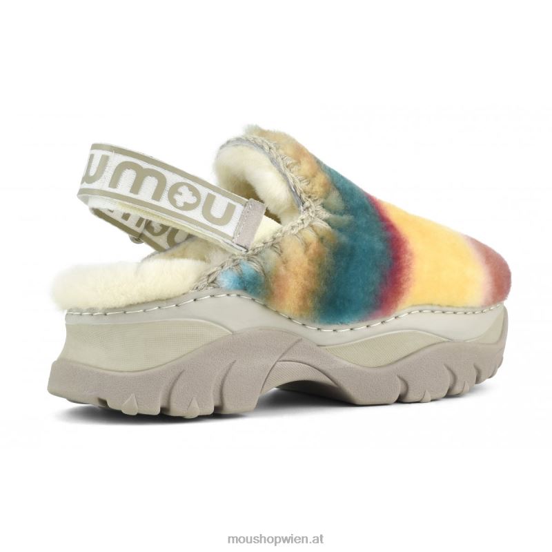 Frauen Klobiger Clog mit Fersenriemen Mou P660X522 Grün mischen