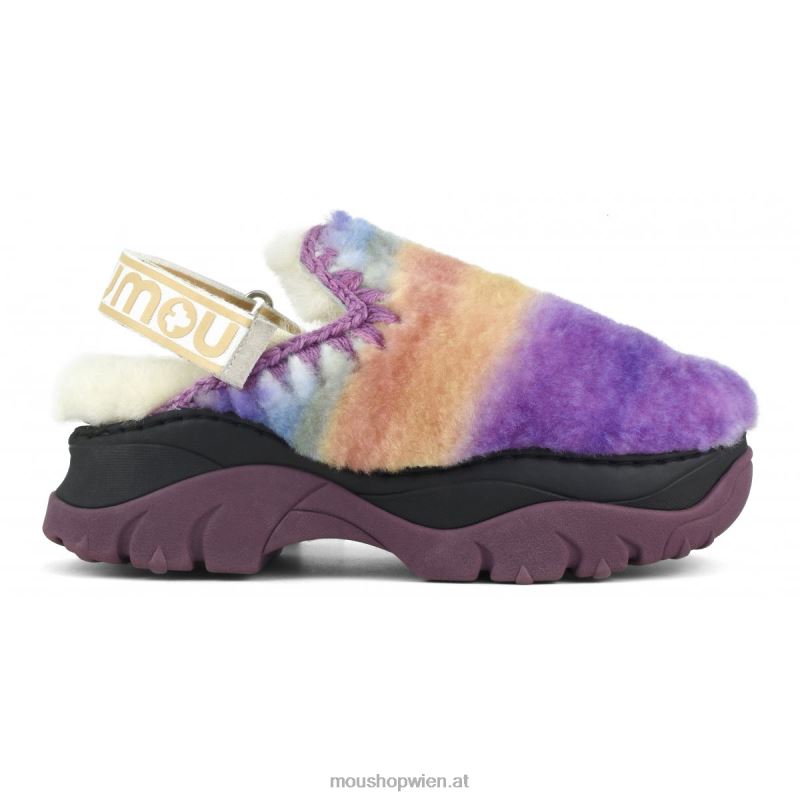 Frauen Klobiger Clog mit Fersenriemen Mou P660X523 lila mischen