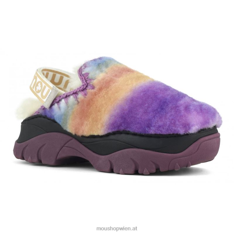 Frauen Klobiger Clog mit Fersenriemen Mou P660X523 lila mischen