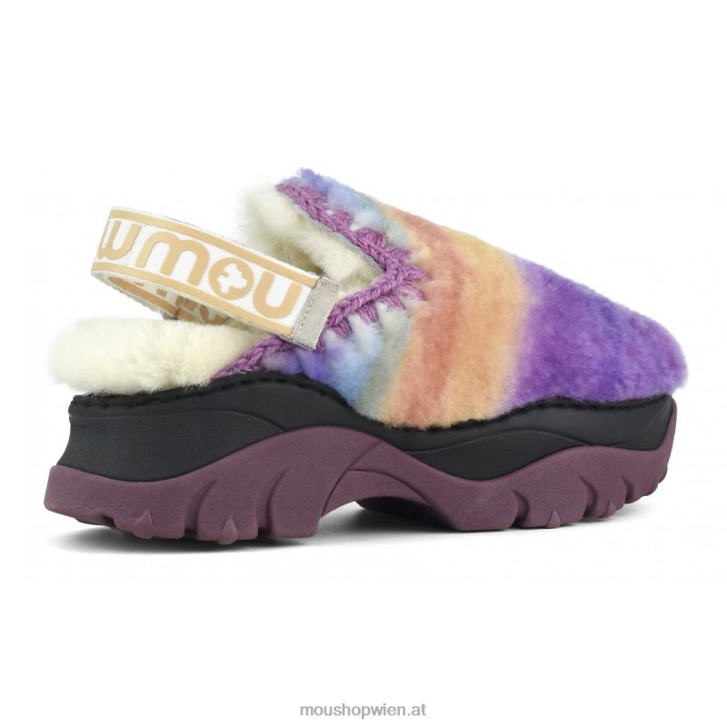 Frauen Klobiger Clog mit Fersenriemen Mou P660X523 lila mischen