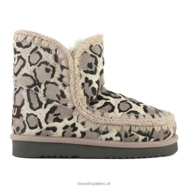 Frauen Eskimo 18 Ponyfell Mou P660X356 großer Leopard weiß