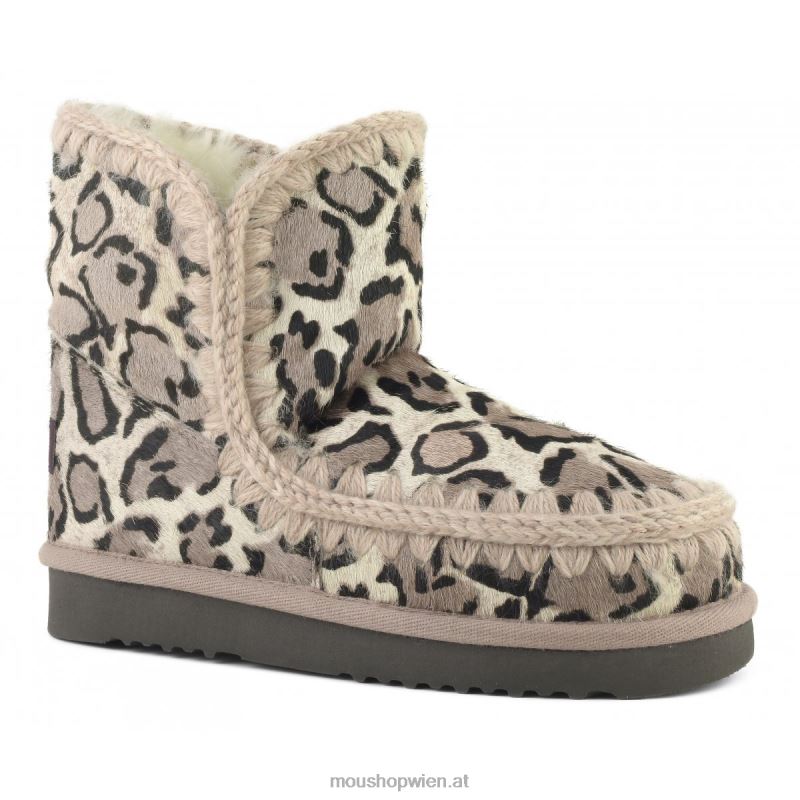 Frauen Eskimo 18 Ponyfell Mou P660X356 großer Leopard weiß