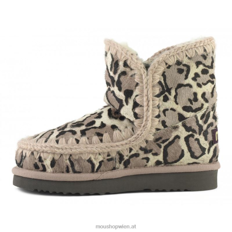 Frauen Eskimo 18 Ponyfell Mou P660X356 großer Leopard weiß