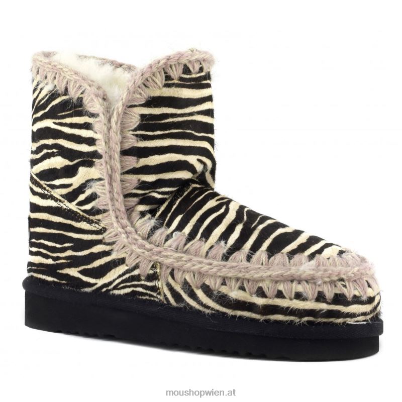 Frauen Eskimo 18 Ponyfell Mou P660X357 Zebra schwarz weiß