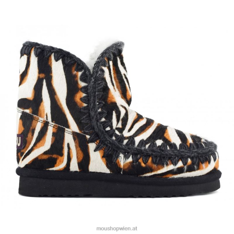 Frauen Eskimo 18 Ponyfell Mou P660X359 Zebra mit weißem Hintergrund und Orange