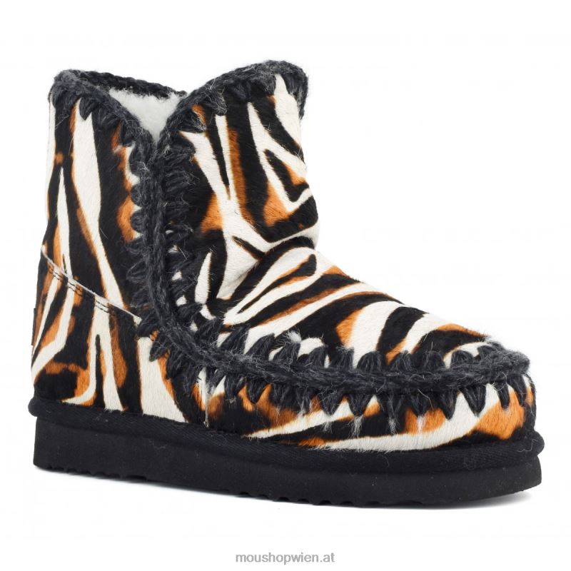 Frauen Eskimo 18 Ponyfell Mou P660X359 Zebra mit weißem Hintergrund und Orange