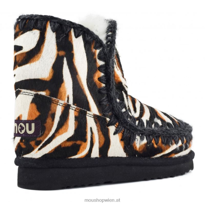 Frauen Eskimo 18 Ponyfell Mou P660X359 Zebra mit weißem Hintergrund und Orange