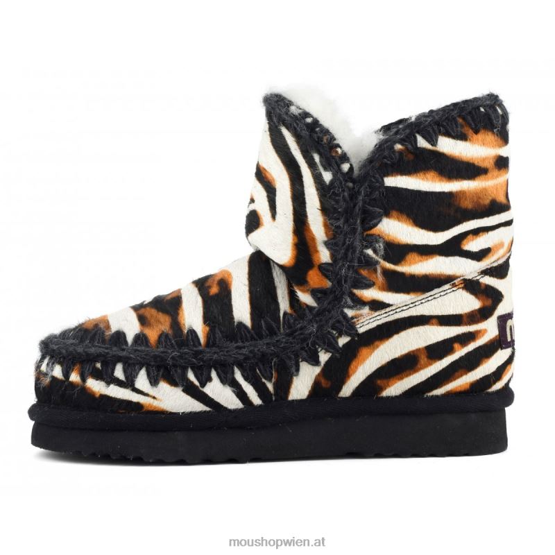 Frauen Eskimo 18 Ponyfell Mou P660X359 Zebra mit weißem Hintergrund und Orange