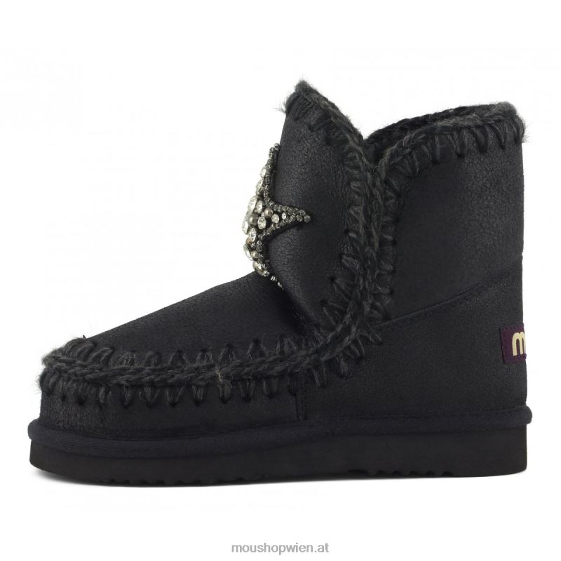 Frauen Eskimo 18 Sternaufnäher vorne Mou P660X386 rissig schwarz/grau