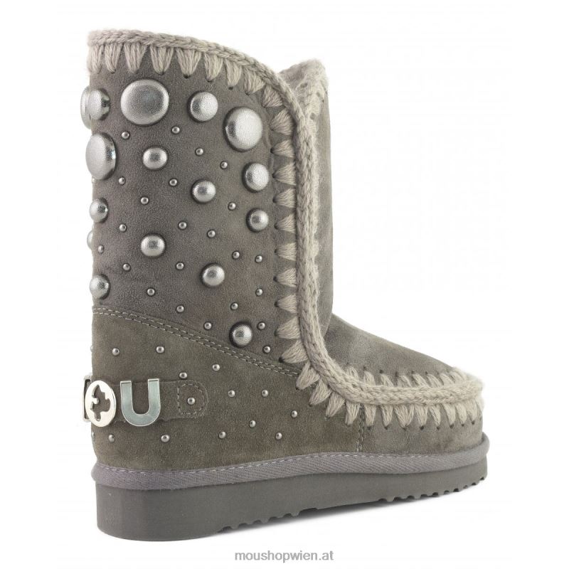 Frauen Eskimo 24 Rückennieten, großes Logo Mou P660X397 Holzkohle