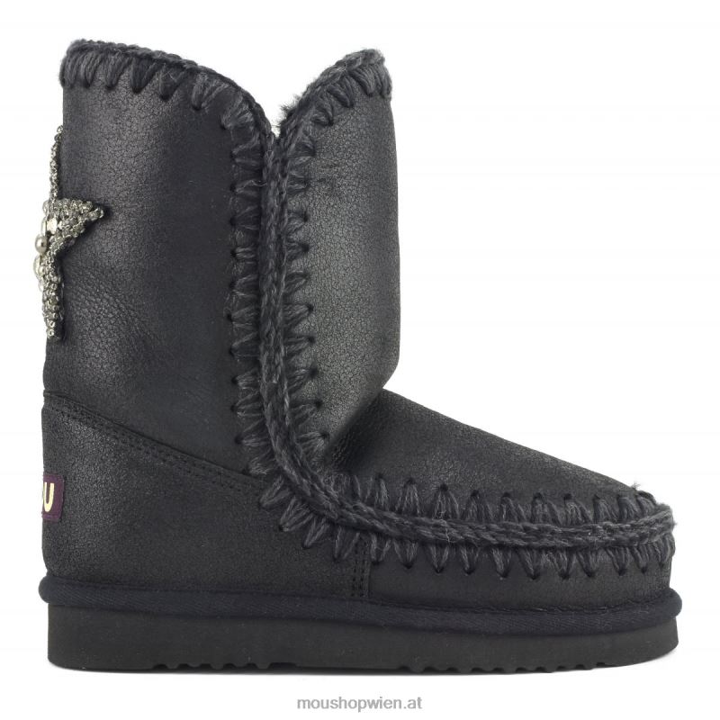 Frauen Eskimo 24-Sternaufnäher auf der Rückseite Mou P660X366 rissig schwarz/grau