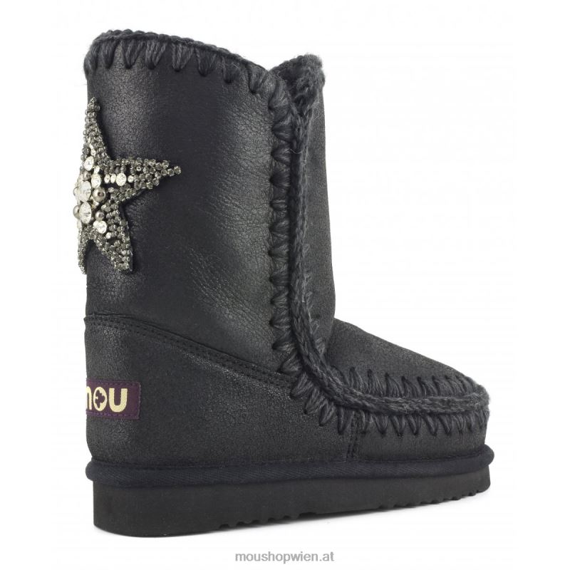 Frauen Eskimo 24-Sternaufnäher auf der Rückseite Mou P660X366 rissig schwarz/grau