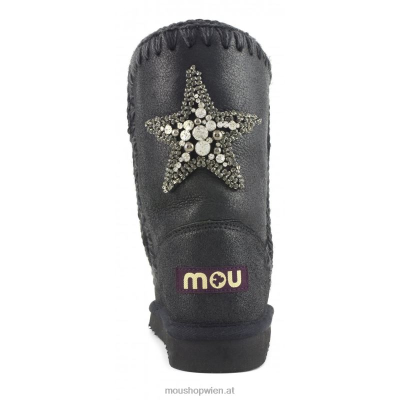 Frauen Eskimo 24-Sternaufnäher auf der Rückseite Mou P660X366 rissig schwarz/grau