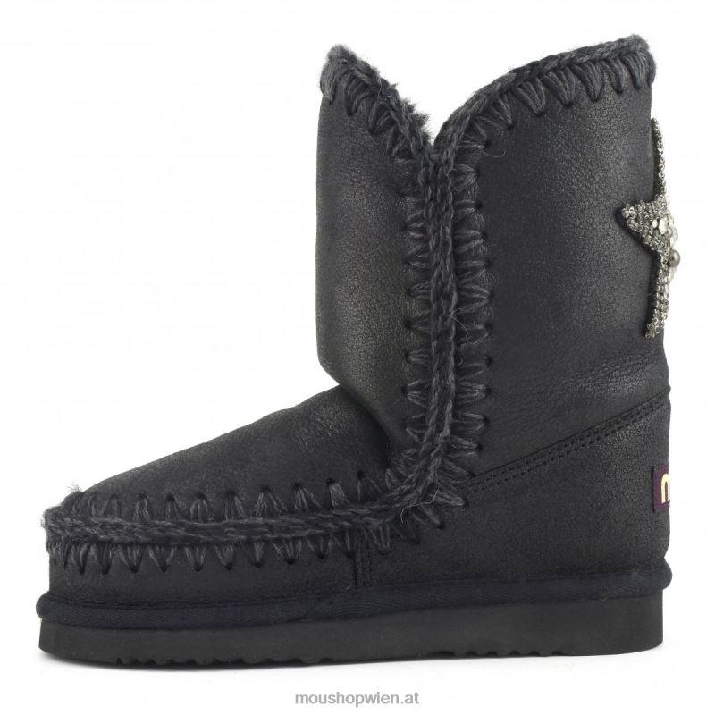 Frauen Eskimo 24-Sternaufnäher auf der Rückseite Mou P660X366 rissig schwarz/grau