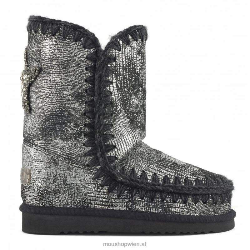 Frauen Eskimo 24-Sternaufnäher auf der Rückseite Mou P660X383 metallisches Geckoschwarz