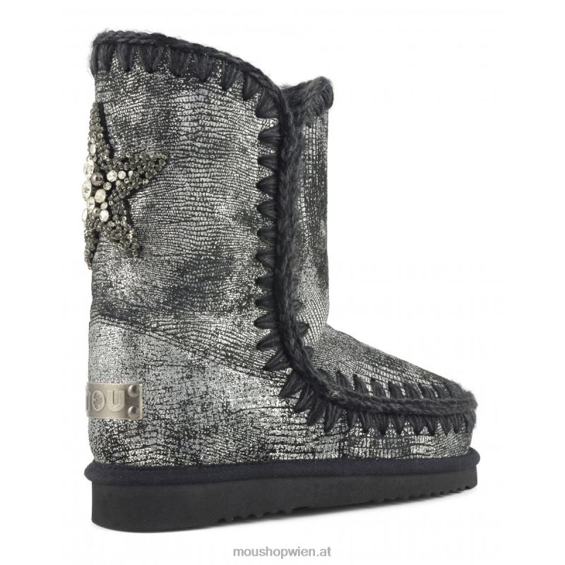 Frauen Eskimo 24-Sternaufnäher auf der Rückseite Mou P660X383 metallisches Geckoschwarz