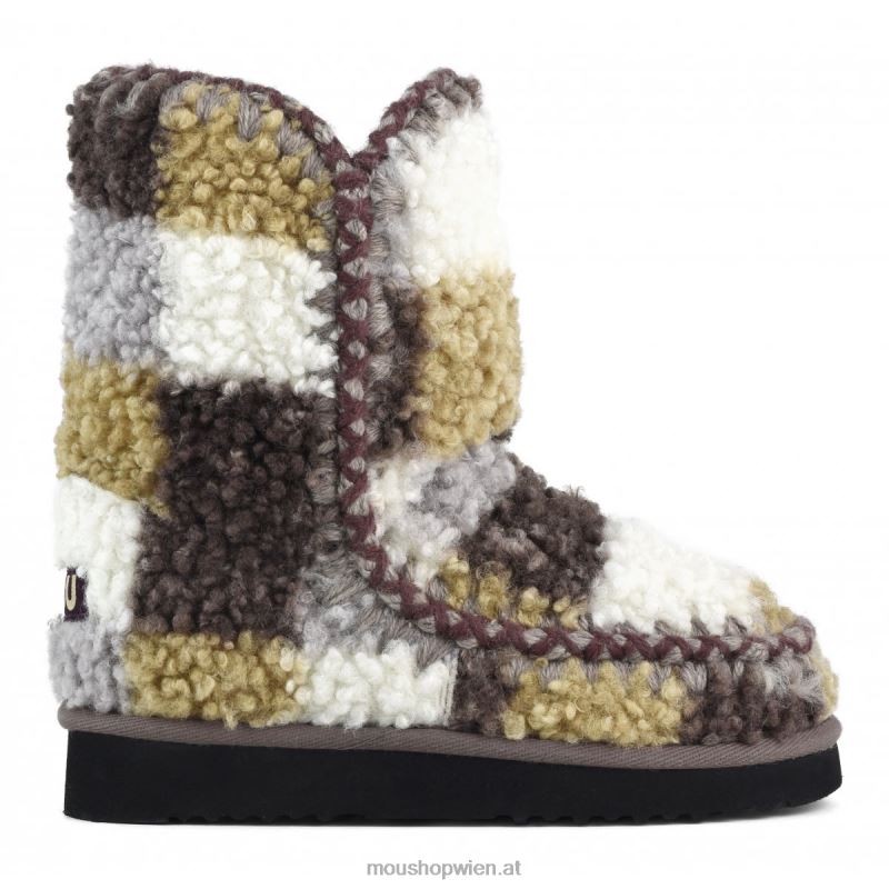 Frauen Eskimo 24 Tartan-Teddy-Fleece Mou P660X322 Teddy kariert Kastanienbraun