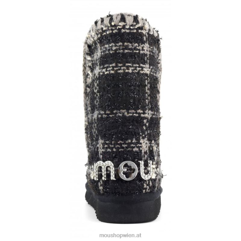 Frauen Eskimo 24 Tartan – große Logo-Nieten Mou P660X370 Tartan Lurex schwarz-weiß