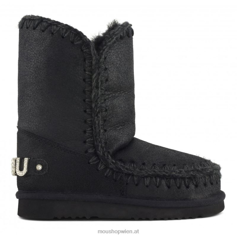 Frauen Eskimo 24 mit Strass-Logo Mou P660X315 rissig schwarz/grau