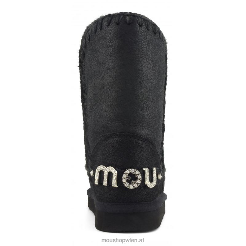 Frauen Eskimo 24 mit Strass-Logo Mou P660X315 rissig schwarz/grau