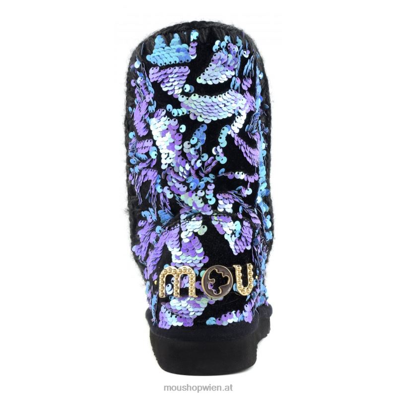 Frauen eskimo 24 – große Logo-Nieten Mou P660X279 schillernde Pailletten in Flieder auf Samt