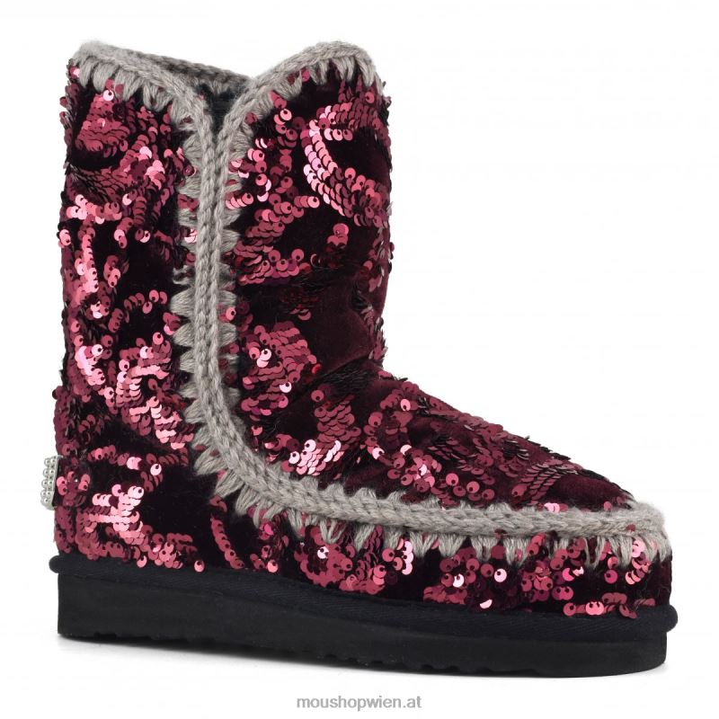 Frauen eskimo 24 – große Logo-Nieten Mou P660X281 schillernde Pailletten lila auf Samt