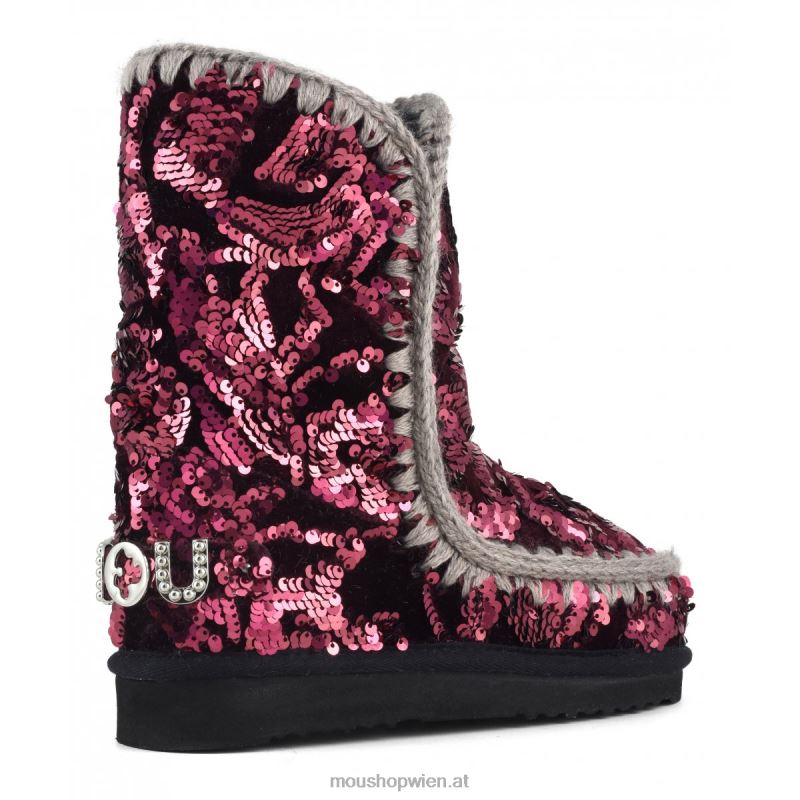 Frauen eskimo 24 – große Logo-Nieten Mou P660X281 schillernde Pailletten lila auf Samt