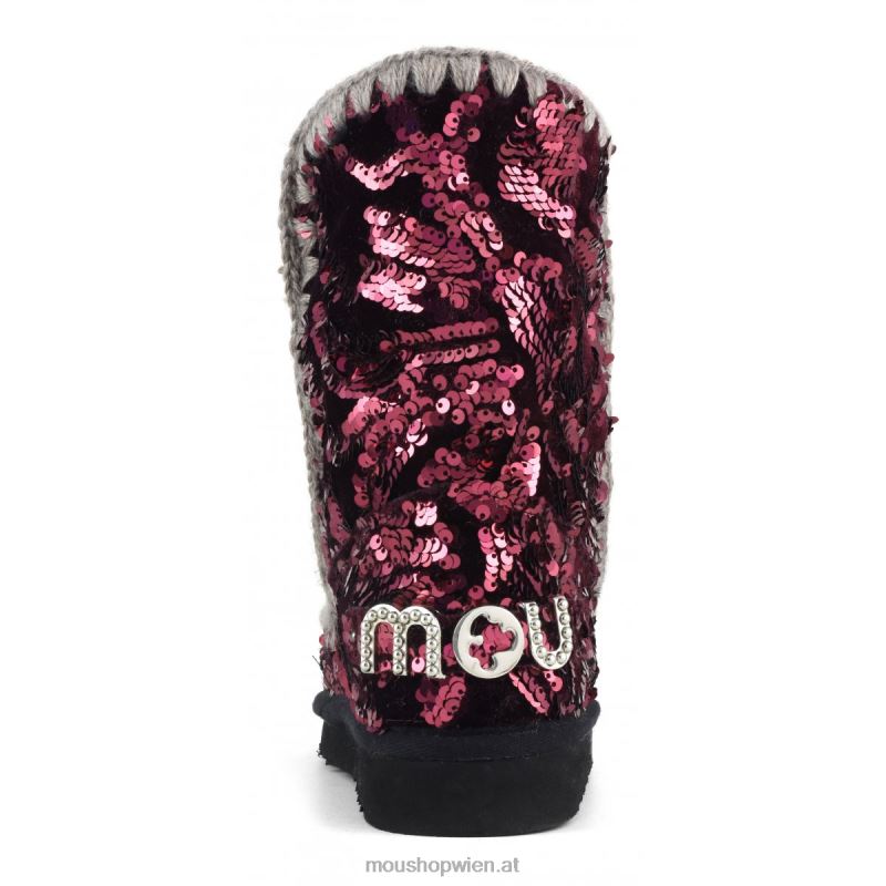 Frauen eskimo 24 – große Logo-Nieten Mou P660X281 schillernde Pailletten lila auf Samt