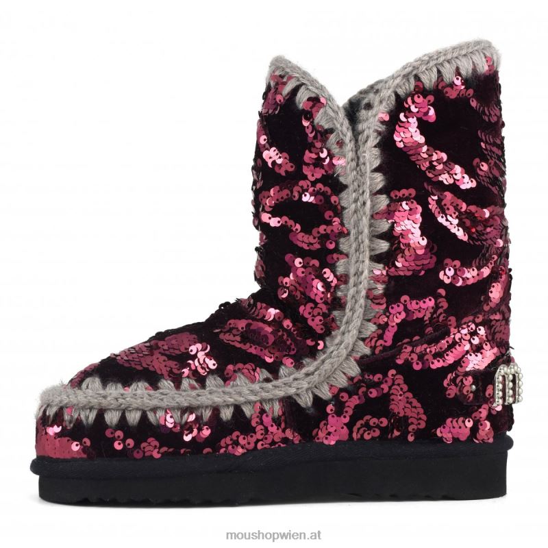 Frauen eskimo 24 – große Logo-Nieten Mou P660X281 schillernde Pailletten lila auf Samt