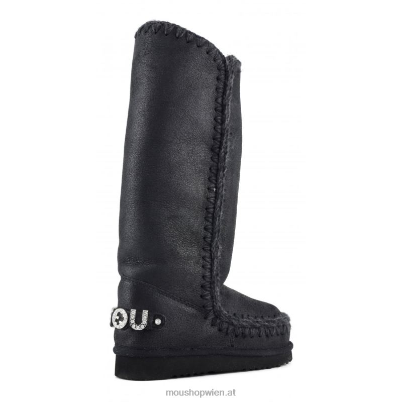 Frauen Eskimo 40-Strass-Logo Mou P660X411 rissig schwarz/grau