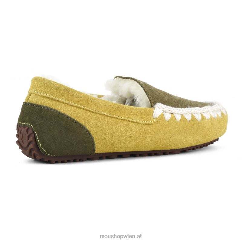 Frauen Farbblock-Mokassin-Eskimo-Nähte Mou P660X681 Senfmischung