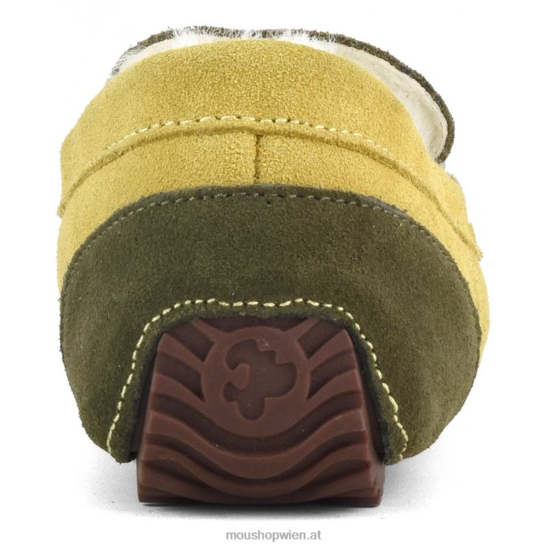 Frauen Farbblock-Mokassin-Eskimo-Nähte Mou P660X681 Senfmischung