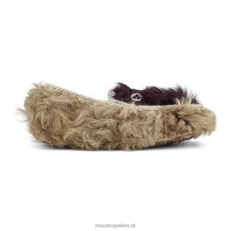 Frauen Mokassin-Chekiang-Fell Mou P660X683 Beige-Burgund