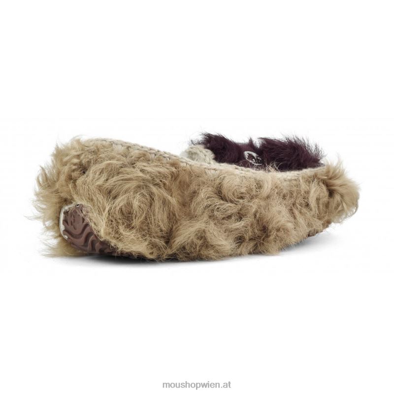 Frauen Mokassin-Chekiang-Fell Mou P660X683 Beige-Burgund