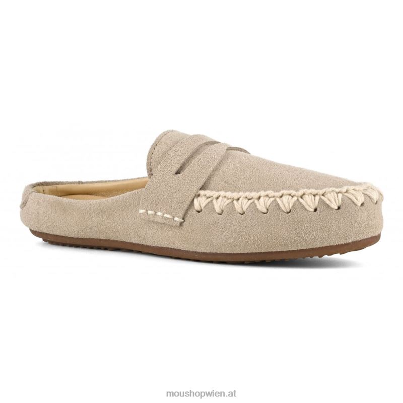 Frauen Sommer-Eskimo-Slipper aus Mokassin-Wildleder Mou P660X223 Kreide