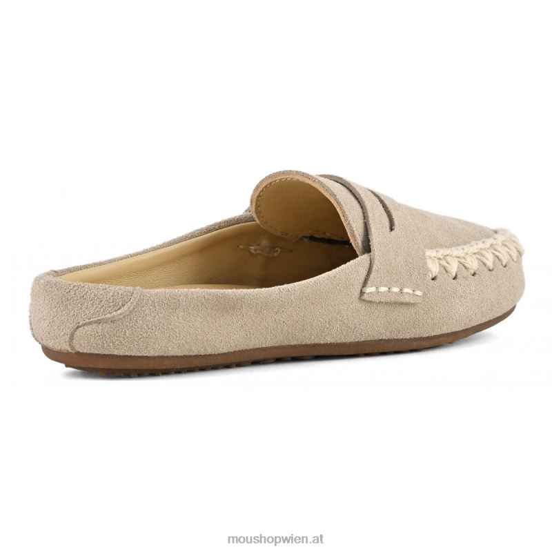 Frauen Sommer-Eskimo-Slipper aus Mokassin-Wildleder Mou P660X223 Kreide