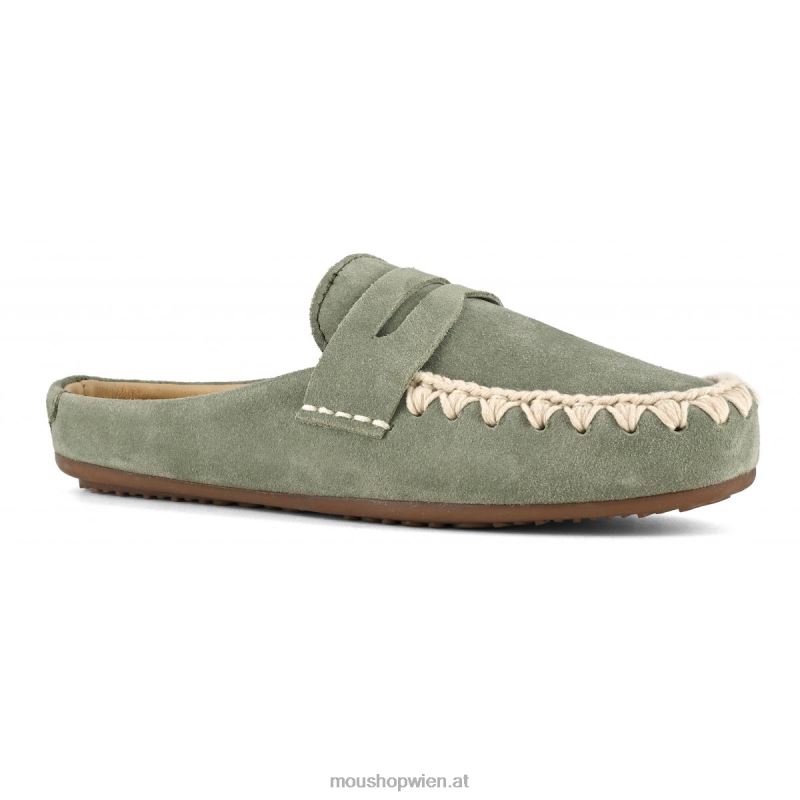 Frauen Sommer-Eskimo-Slipper aus Mokassin-Wildleder Mou P660X224 leichter Salbei