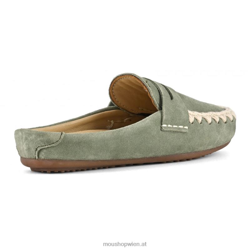 Frauen Sommer-Eskimo-Slipper aus Mokassin-Wildleder Mou P660X224 leichter Salbei