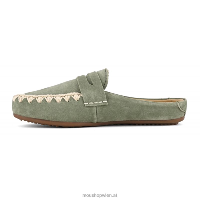 Frauen Sommer-Eskimo-Slipper aus Mokassin-Wildleder Mou P660X224 leichter Salbei