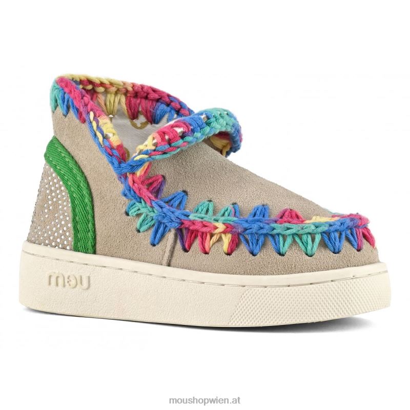 Kinder Sommer-Eskimo-Sneaker mit Farbnähten Mou P660X782 Kreide