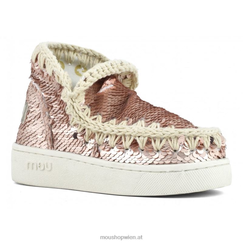 Kinder Sommer-Eskimo-Sneaker mit Pailletten Mou P660X789 Pailletten Roségold – Logo Gold