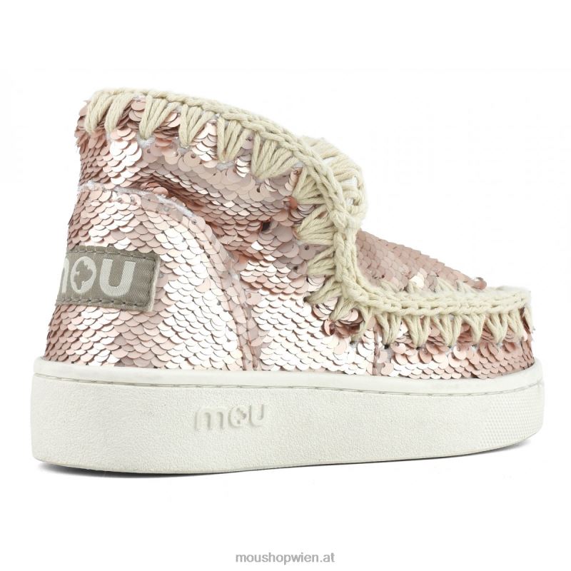 Kinder Sommer-Eskimo-Sneaker mit Pailletten Mou P660X789 Pailletten Roségold – Logo Gold