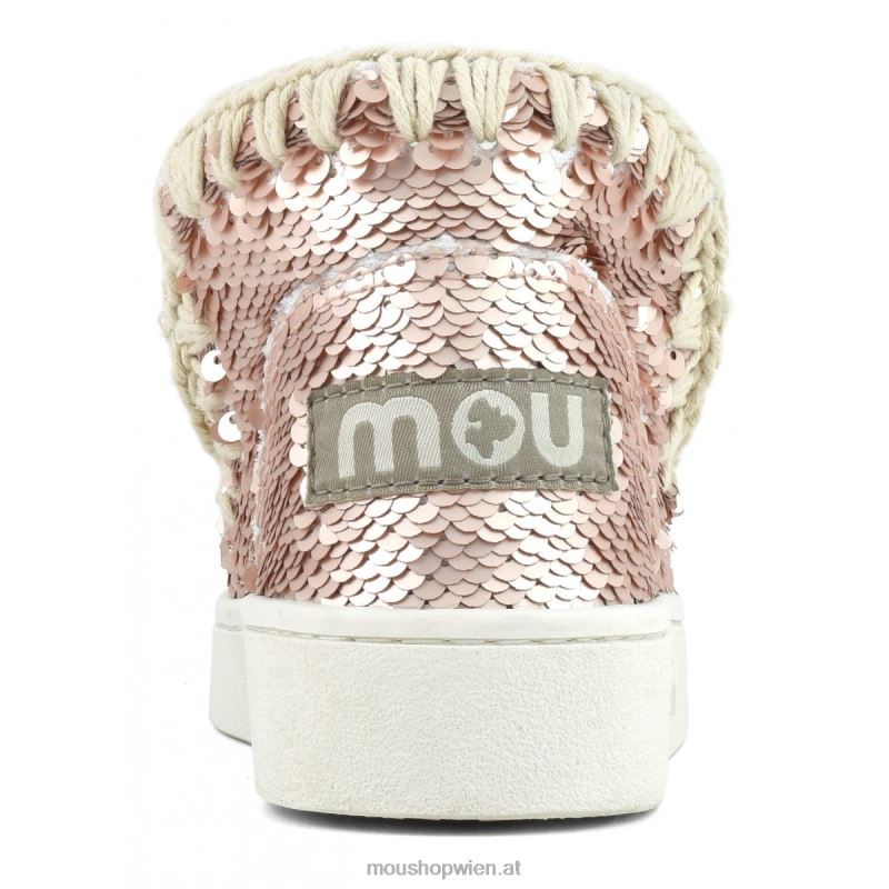 Kinder Sommer-Eskimo-Sneaker mit Pailletten Mou P660X789 Pailletten Roségold – Logo Gold