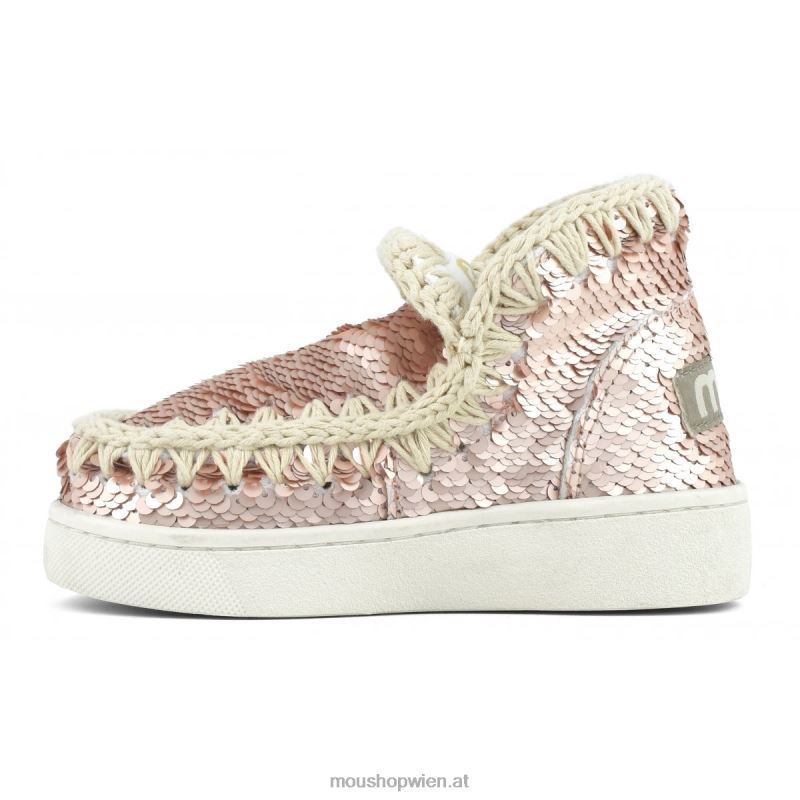 Kinder Sommer-Eskimo-Sneaker mit Pailletten Mou P660X789 Pailletten Roségold – Logo Gold