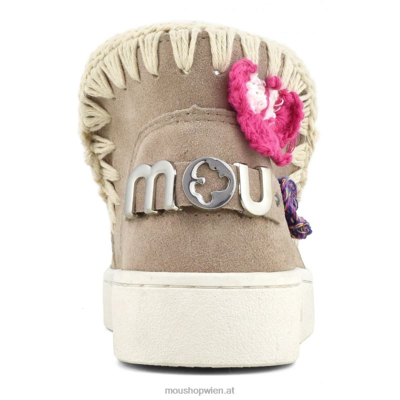 Kinder Sommer-Eskimo-Sneaker mit gehäkelten Schmetterlingen Mou P660X787 rosa Sand (Flussmittel)