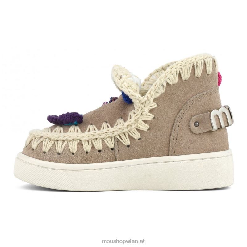 Kinder Sommer-Eskimo-Sneaker mit gehäkelten Schmetterlingen Mou P660X787 rosa Sand (Flussmittel)