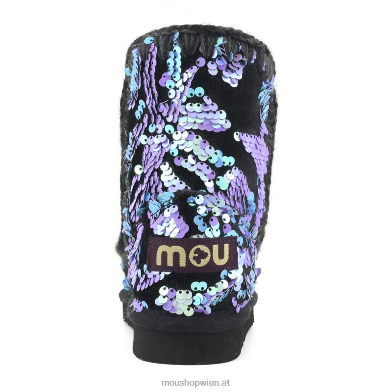 Kinder Eskimo-Samt-Glamour-Pailletten Mou P660X845 schillernde Pailletten in Flieder auf Samt