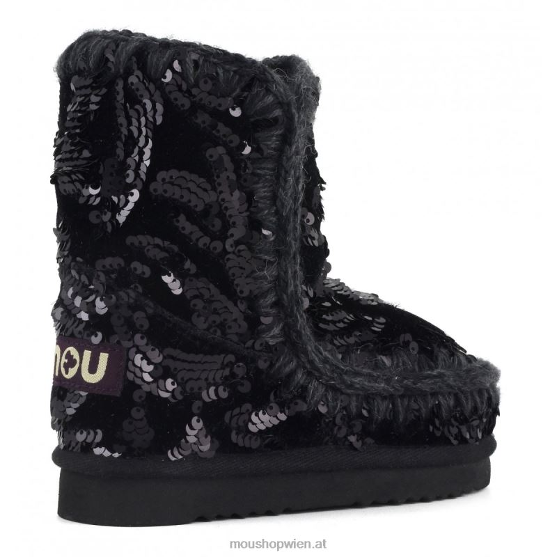 Kinder Eskimo-Samt-Glamour-Pailletten Mou P660X846 schillernde Pailletten blau schwarz auf schwarz